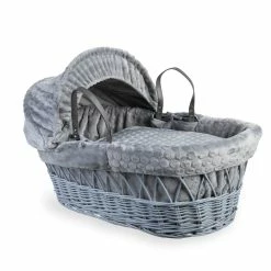 Clair De Lune Marshmallow Grey Wicker Moses Basket
