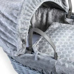 Clair De Lune Marshmallow Grey Wicker Moses Basket