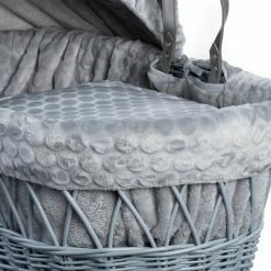 Clair De Lune Marshmallow Grey Wicker Moses Basket