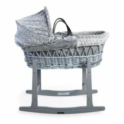 Clair De Lune Marshmallow Grey Wicker Moses Basket
