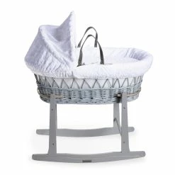 Clair De Lune Marshmallow Grey Wicker Moses Basket