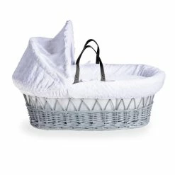 Clair De Lune Marshmallow Grey Wicker Moses Basket