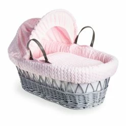 Clair De Lune Marshmallow Grey Wicker Moses Basket