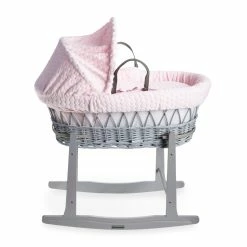 Clair De Lune Marshmallow Grey Wicker Moses Basket