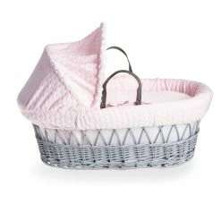 Clair De Lune Marshmallow Grey Wicker Moses Basket