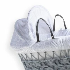 Clair De Lune Marshmallow Grey Wicker Moses Basket