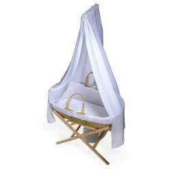 Clair De Lune Moses Baskets & Stands Muslin Palm Moses Basket Starter Set & Deluxe Drape