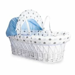 Clair De Lune Rachel Riley My Little Prince White Wicker Moses Basket Moses Baskets & Stands