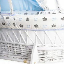Clair De Lune Rachel Riley My Little Prince White Wicker Moses Basket Moses Baskets & Stands
