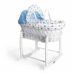 Clair De Lune Rachel Riley My Little Prince White Wicker Moses Basket Moses Baskets & Stands