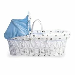 Clair De Lune Rachel Riley My Little Prince White Wicker Moses Basket Moses Baskets & Stands