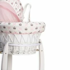 Clair De Lune Rachel Riley My Little Princess White Wicker Moses Basket