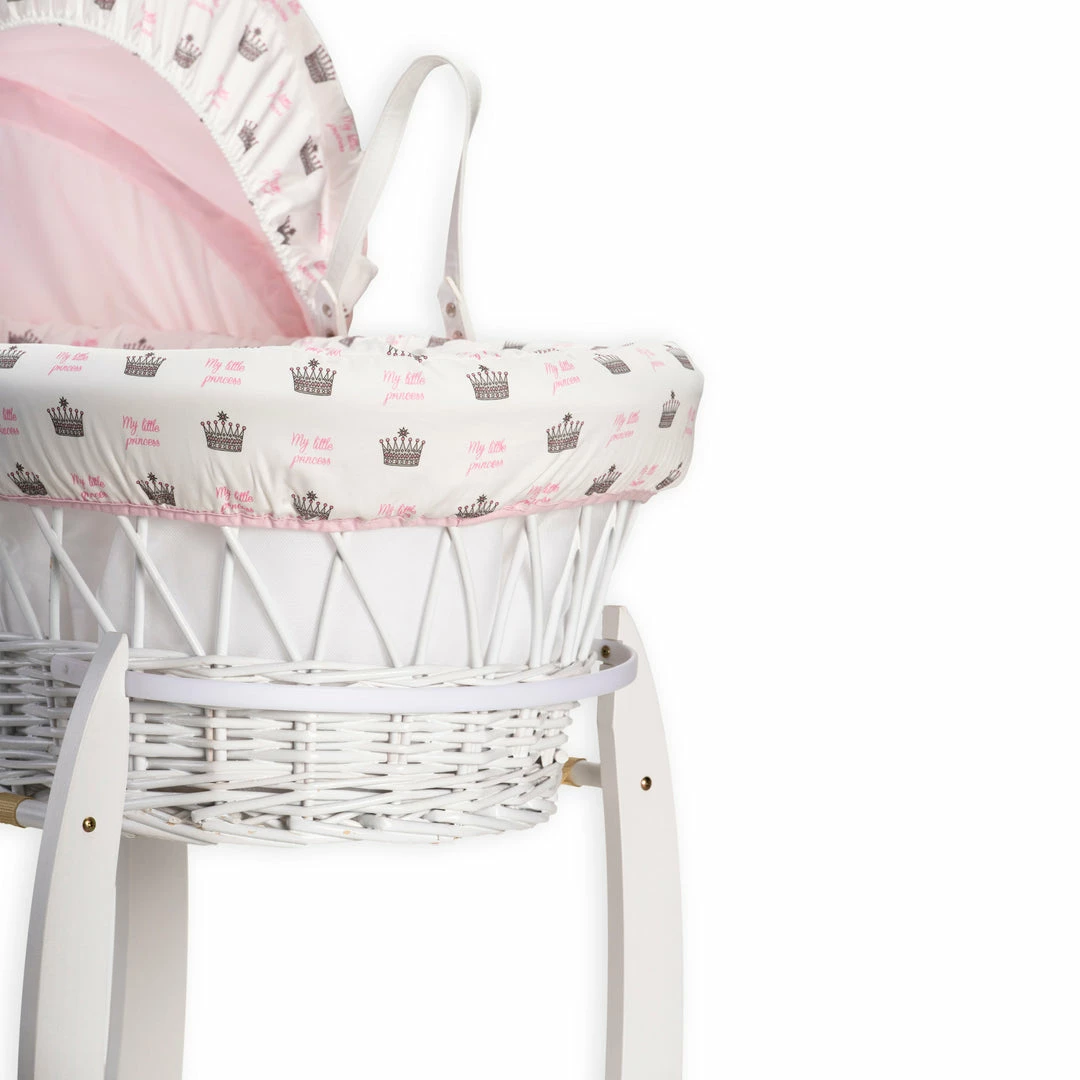 Clair De Lune Rachel Riley My Little Princess White Wicker Moses Basket