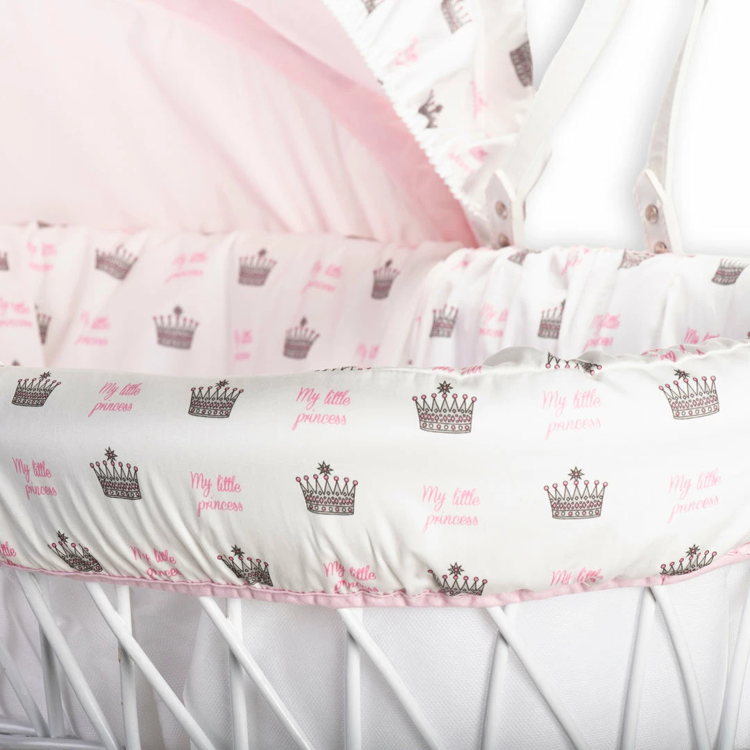 Clair De Lune Rachel Riley My Little Princess White Wicker Moses Basket