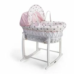 Clair De Lune Rachel Riley My Little Princess White Wicker Moses Basket