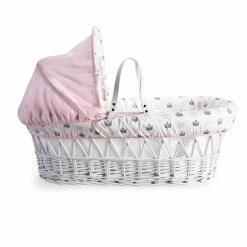Clair De Lune Rachel Riley My Little Princess White Wicker Moses Basket