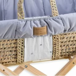 Clair De Lune Reversible Lullaby Hearts Palm Moses Basket Bundle Moses Baskets & Stands