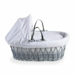 Clair De Lune Silver Lining Grey Wicker Moses Basket Moses Baskets & Stands