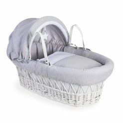 Clair De Lune Moses Baskets & Stands Silver Lining White Wicker Moses Basket