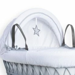 Clair De Lune Silver Lining Moses Basket Bedding Set Moses Basket Dressings