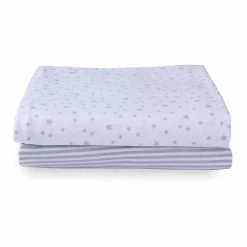 Clair De Lune Stars & Stripes 2 Pack Fitted Cot Sheets - 120 X 60 Cm