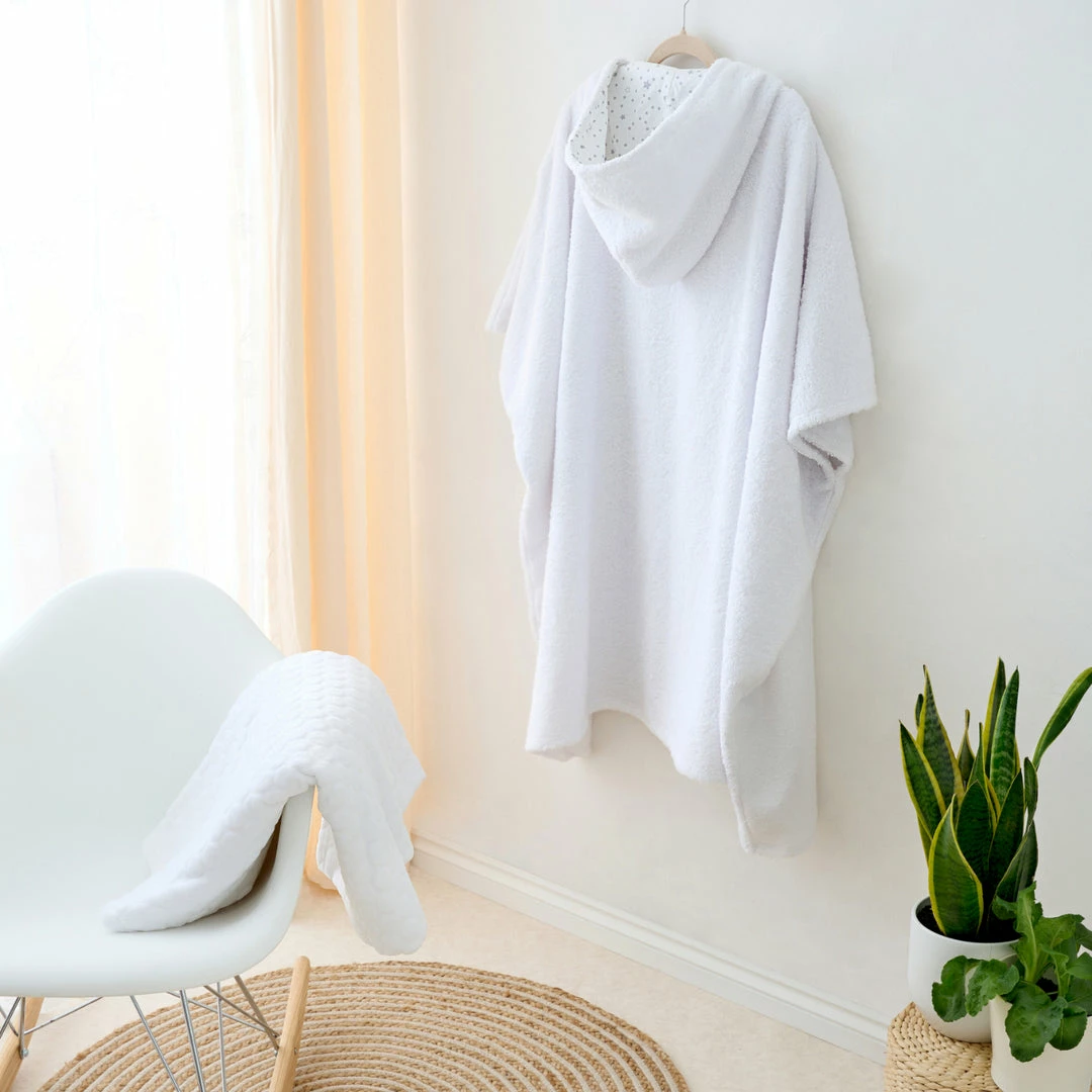 Komfies By Clair De Lune Bathing & Feeding Komfies Stars White Towelling Adult Poncho