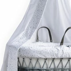 Clair De Lune Wicker Moses Baskets Stars & Stripes Wicker Moses Basket Starter Set & Deluxe Drape