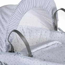 Clair De Lune Stars & Stripes Grey Wicker Moses Basket