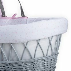 Clair De Lune Stars & Stripes Grey Wicker Moses Basket