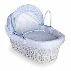 Clair De Lune Stars & Stripes White Wicker Moses Basket Moses Baskets & Stands