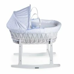 Clair De Lune Stars & Stripes White Wicker Moses Basket Moses Baskets & Stands