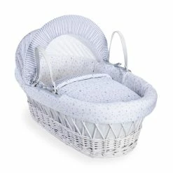 Clair De Lune Stars & Stripes White Wicker Moses Basket Moses Baskets & Stands
