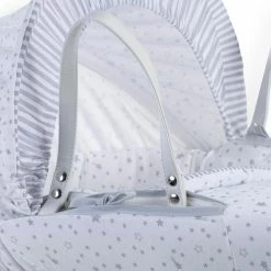 Clair De Lune Stars & Stripes White Wicker Moses Basket Moses Baskets & Stands