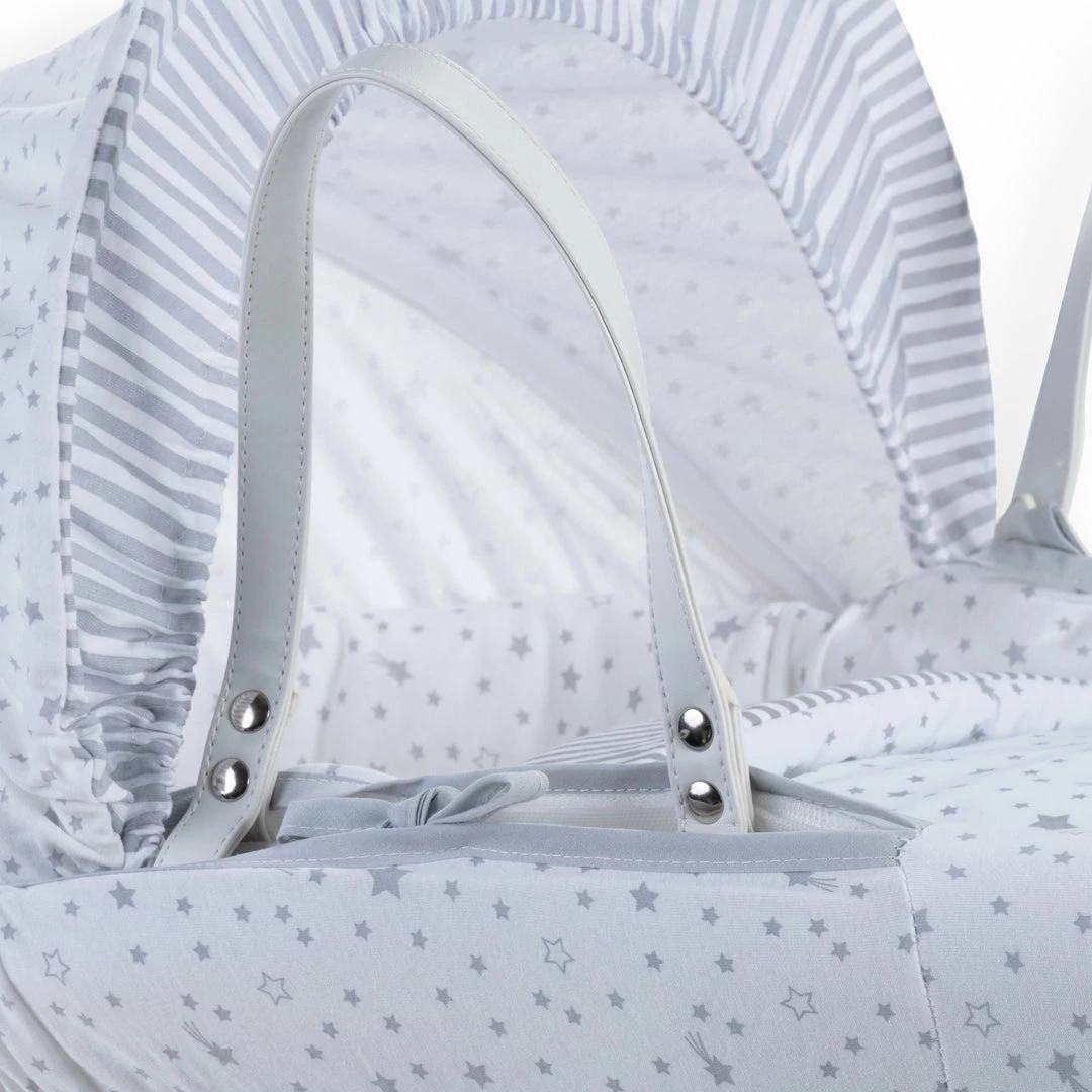 Clair De Lune Stars & Stripes White Wicker Moses Basket Moses Baskets & Stands