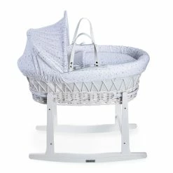 Clair De Lune Stars & Stripes White Wicker Moses Basket Moses Baskets & Stands