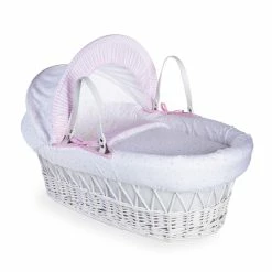 Clair De Lune Stars & Stripes White Wicker Moses Basket Moses Baskets & Stands