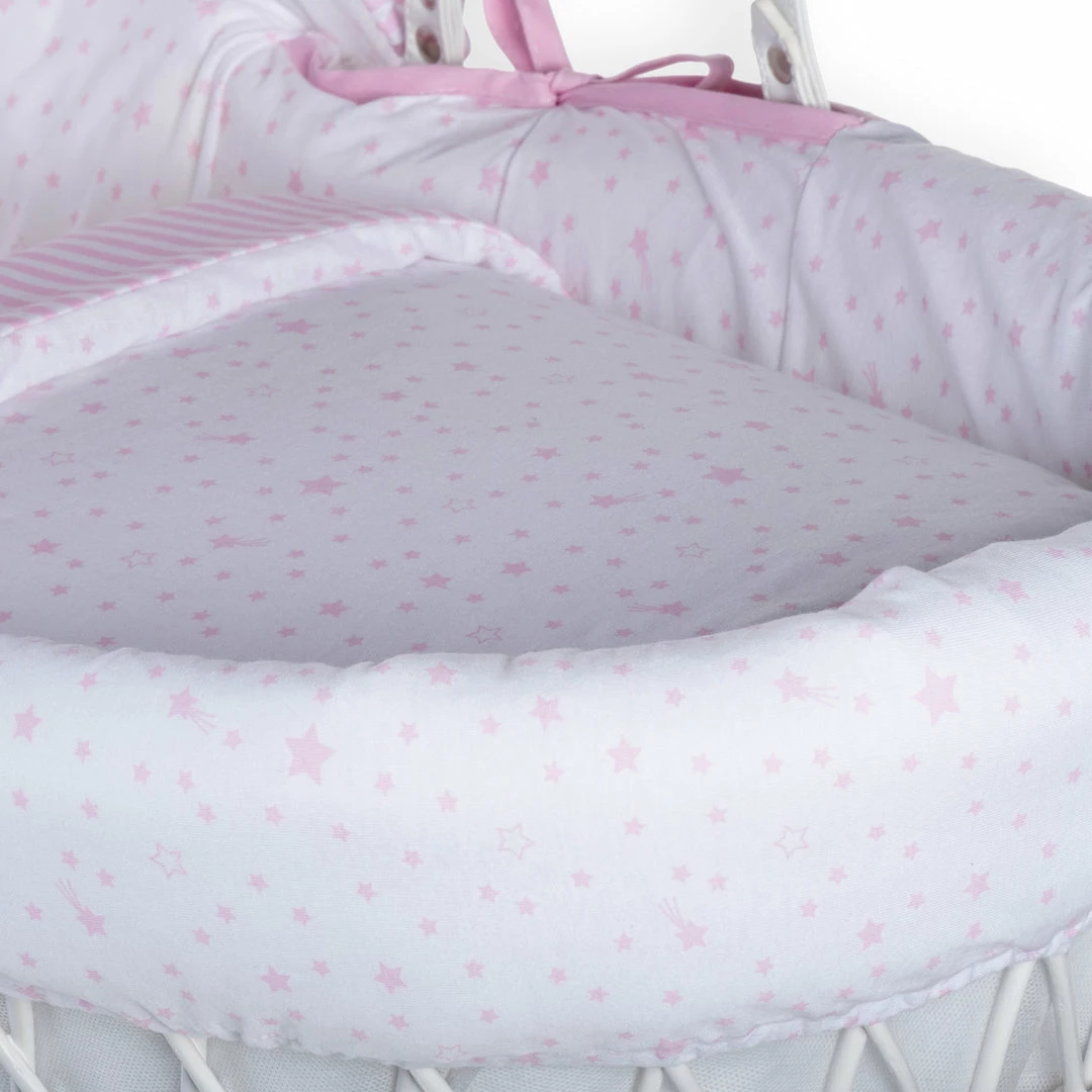 Clair De Lune Stars & Stripes White Wicker Moses Basket Moses Baskets & Stands