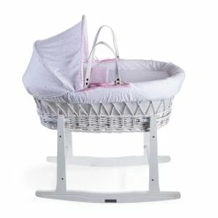 Clair De Lune Stars & Stripes White Wicker Moses Basket Moses Baskets & Stands