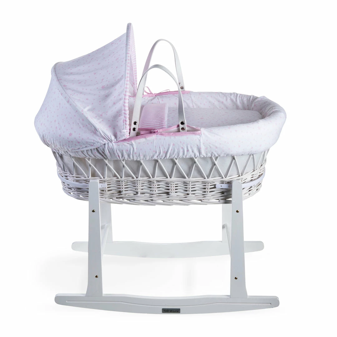 Clair De Lune Stars & Stripes White Wicker Moses Basket Moses Baskets & Stands