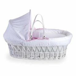 Clair De Lune Stars & Stripes White Wicker Moses Basket Moses Baskets & Stands