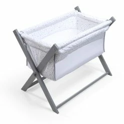 Clair De Lune Stars & Stripes Folding Breathable Crib Award Winning Bedside Cribs
