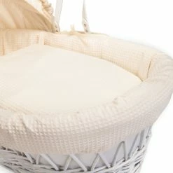 Clair De Lune Moses Baskets & Stands Waffle White Wicker Moses Basket