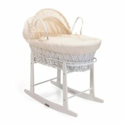 Clair De Lune Moses Baskets & Stands Waffle White Wicker Moses Basket