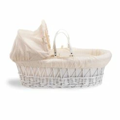 Clair De Lune Moses Baskets & Stands Waffle White Wicker Moses Basket