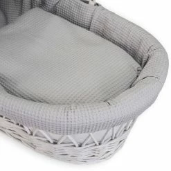 Clair De Lune Moses Baskets & Stands Waffle White Wicker Moses Basket