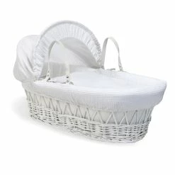 Clair De Lune Moses Baskets & Stands Waffle White Wicker Moses Basket