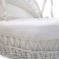Clair De Lune Moses Baskets & Stands Waffle White Wicker Moses Basket