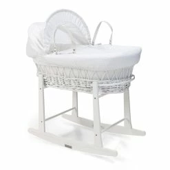 Clair De Lune Moses Baskets & Stands Waffle White Wicker Moses Basket