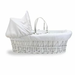 Clair De Lune Moses Baskets & Stands Waffle White Wicker Moses Basket