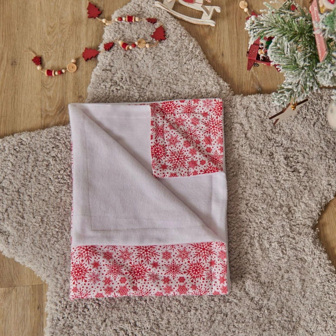 Clair De Lune Cosy Blankets Winter Snowflake Fleece Lined Baby Blanket